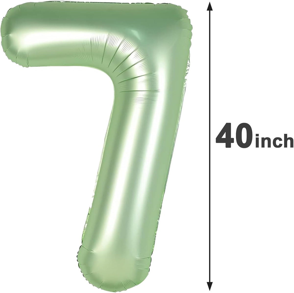 Sage Green Number 7 Birthday Balloon 40 Inch, Digital Balloons for 7 17 27 70 77 Party Celebration