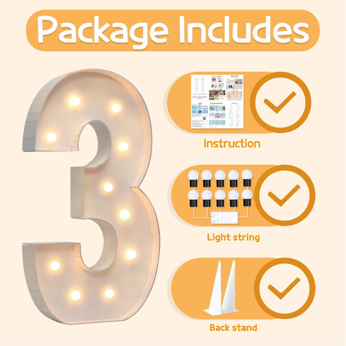 Marquee Numbers 4 Feet Tall Large Light Up Numbers 3th 13th 30th Three RexBirthday Decorations Girl