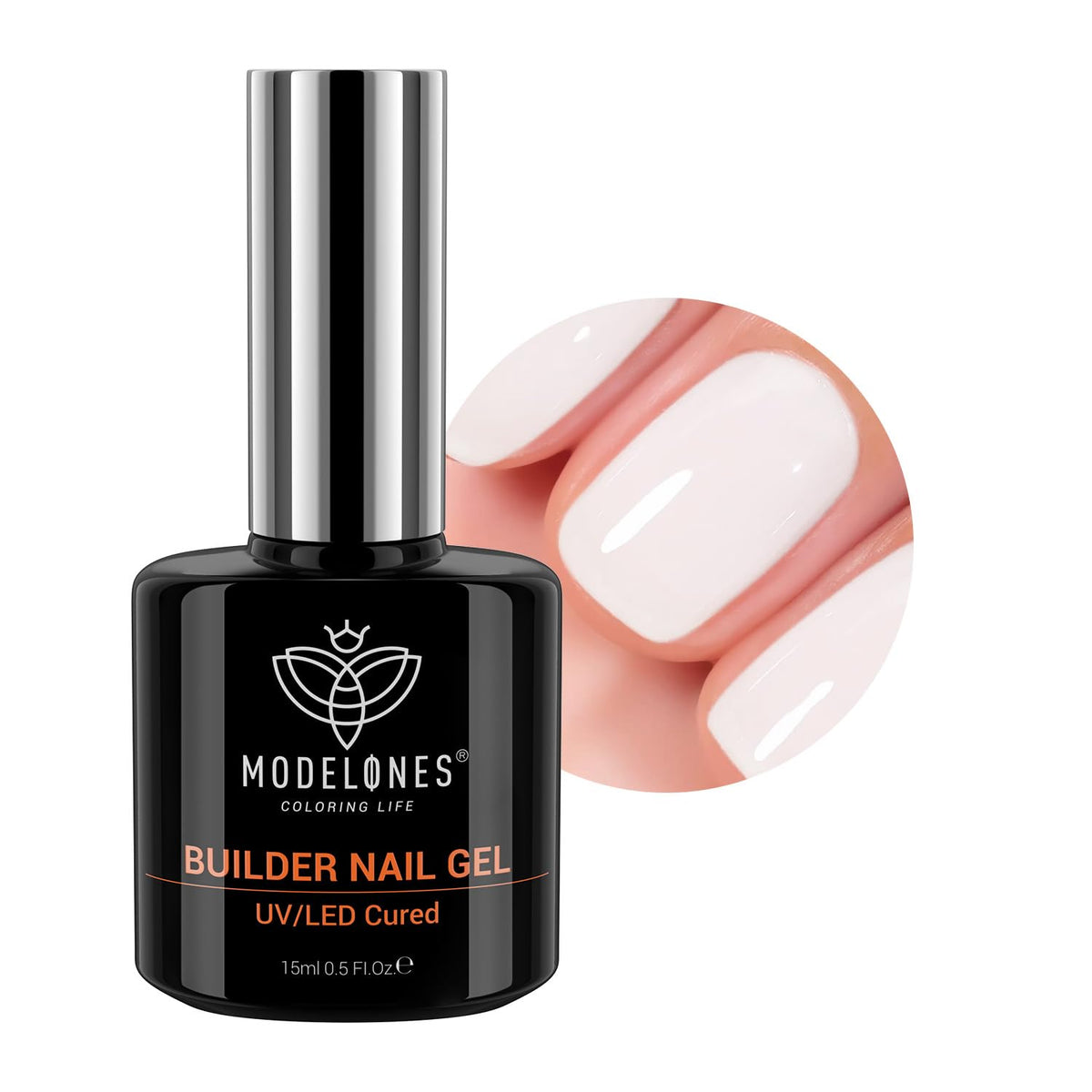 modelones Builder Nail Gel, Milky White Builder for Nail Thickening, 8-in-One LED Lamp Cured