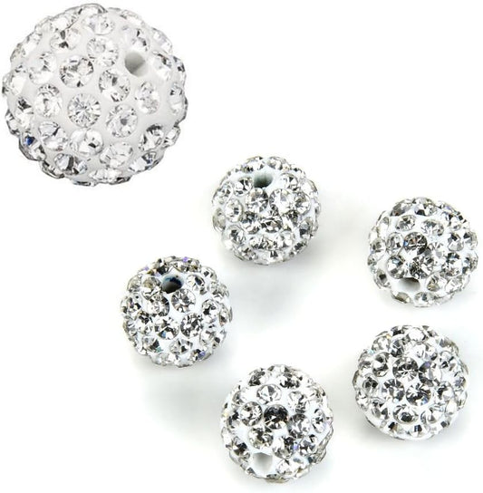 50pcs Adabele Grade A Suncatcher Crystal Rhinestone Pave Loose Beads 8mm Clear White Polymer Clay