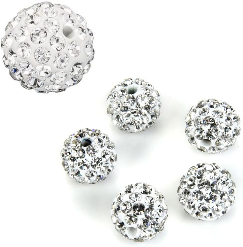 50pcs Adabele Grade A Suncatcher Crystal Rhinestone Pave Loose Beads 12mm Clear White Polymer Clay