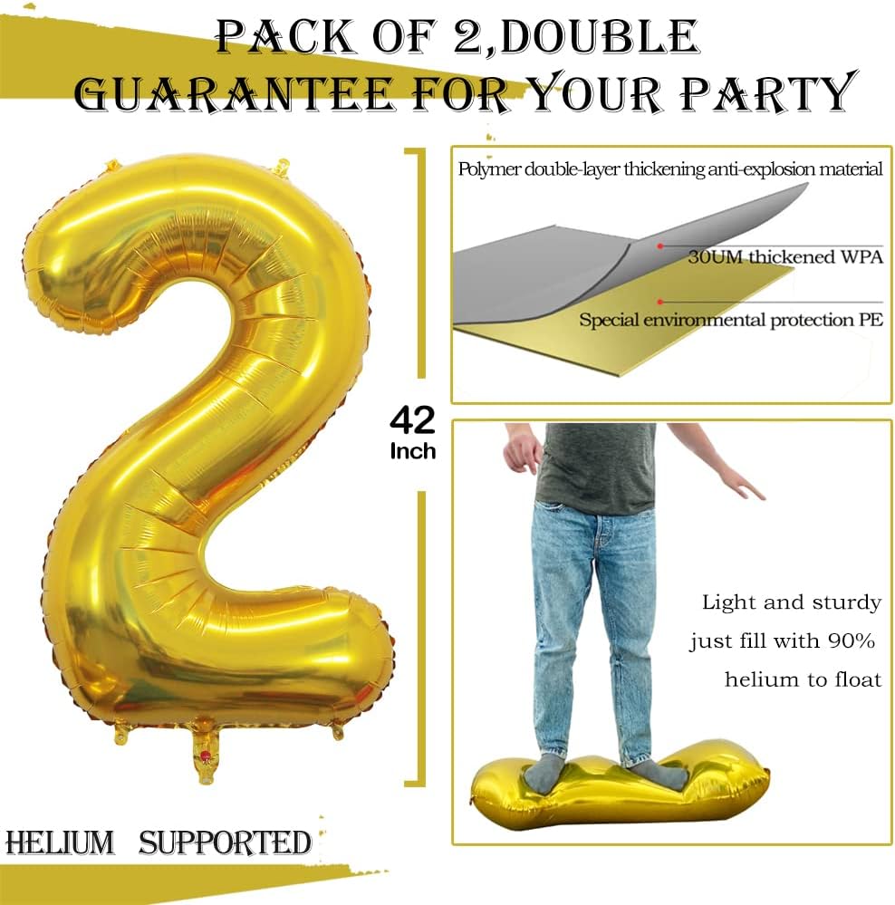 GOER Number 26 Balloons for 26th Birthday Party Decorations,42 Inch Jumbo Foil Helium 62 Balloons