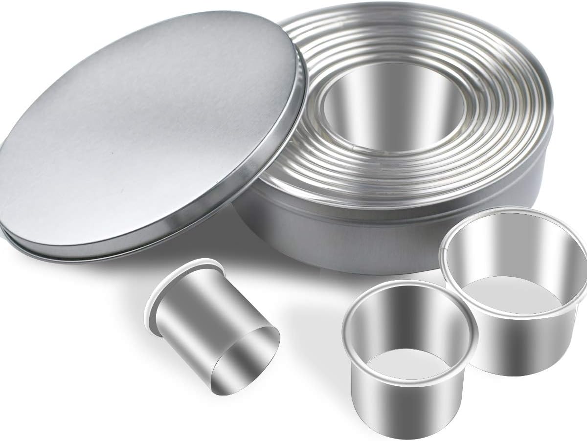 12 Pieces Round Cookie Cutters Set Stainless Steel Cookie Cutter Set Biscuit Plain Edge Round
