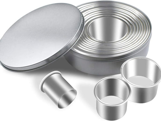12 Pieces Round Cookie Cutters Set Stainless Steel Cookie Cutter Set Biscuit Plain Edge Round