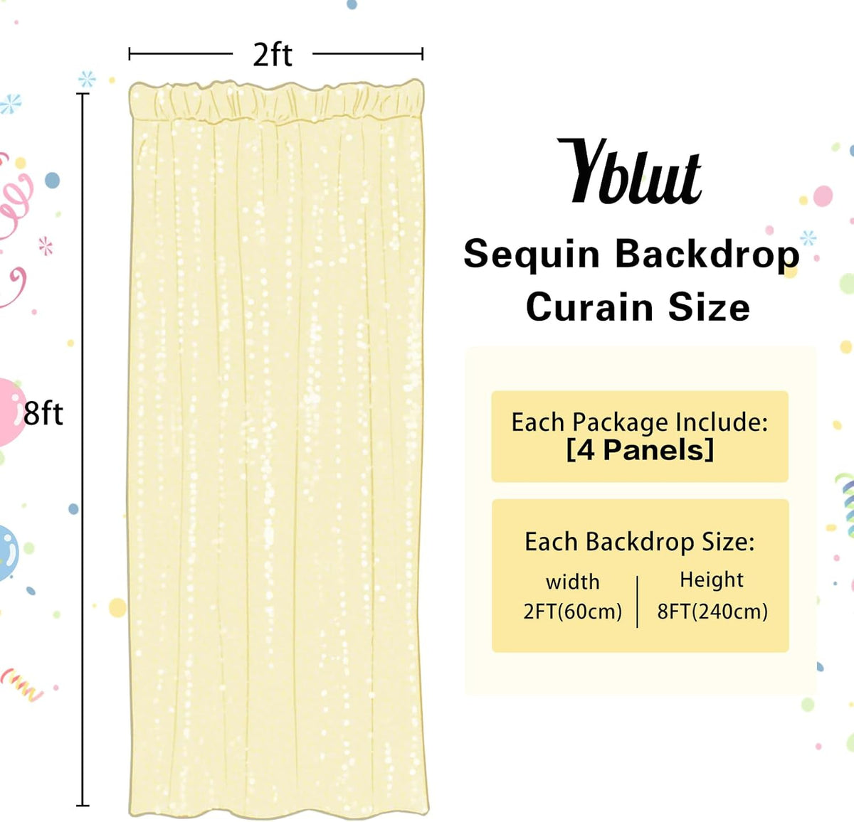 Fuchsia Sequin Backdrop Curtain 4 Pieces 2FTx8FT Glitter Photography Backdrop for Party Wedding