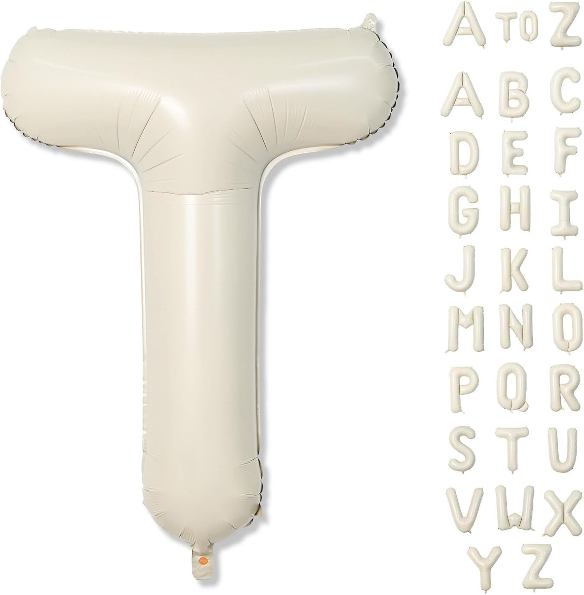 Cream Name Balloon Letters, Large Mylar Helium Alphabet T Custom Balloon Letter Beige Decor, 40
