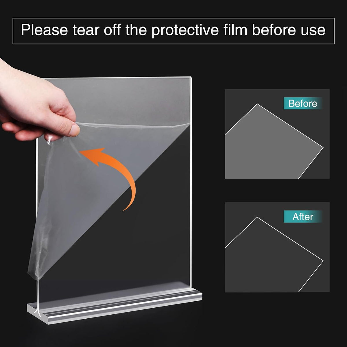 Relx 6 Pack Acrylic Sign Holder 8.5 x 11, Vertical T Shape Plastic Sign Holder with Base