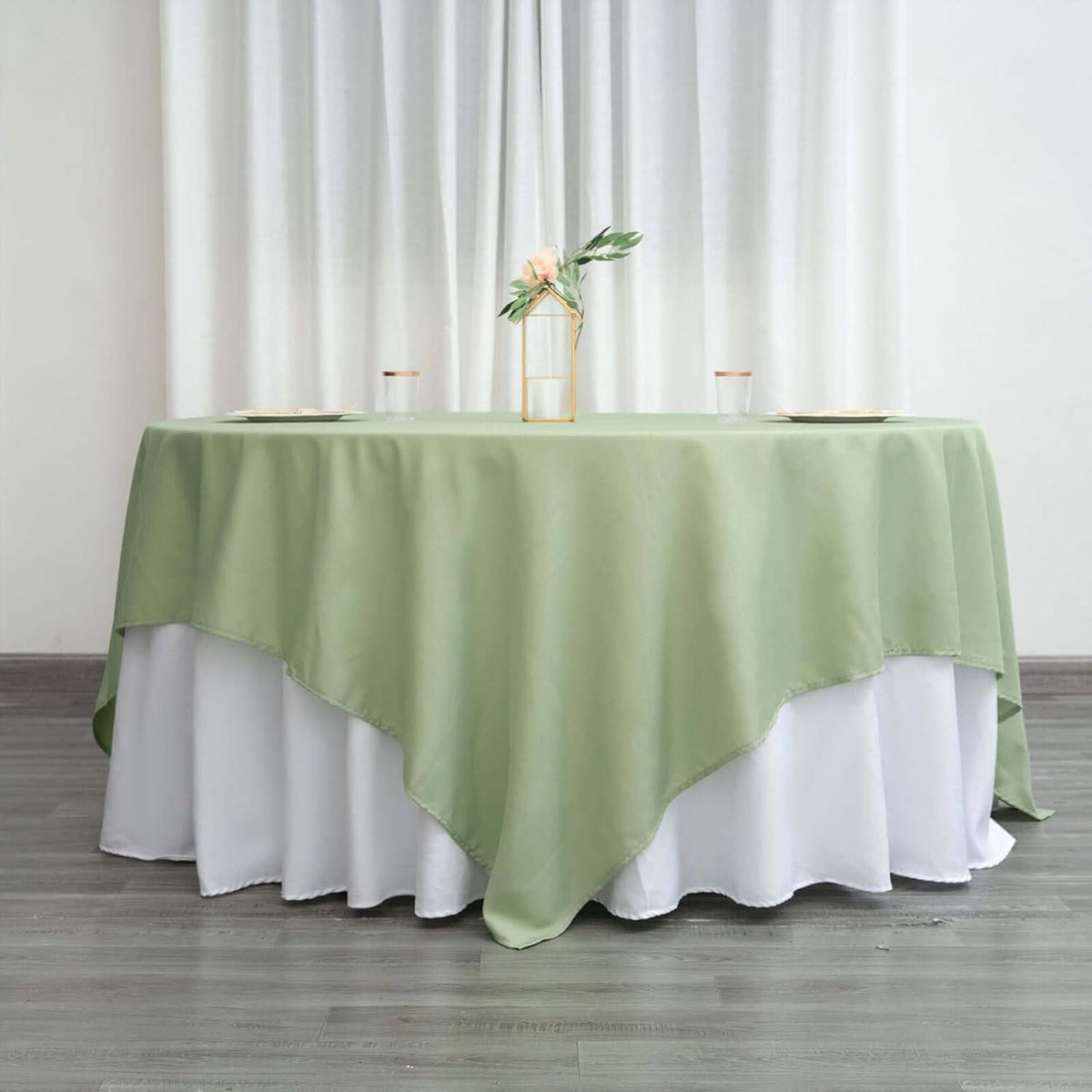Efavormart 90" Sage Green Wholesale Linens Polyester Square Linen Tablecloth for Kitchen Dining