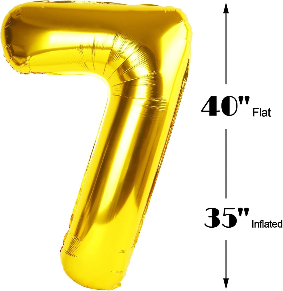 Gold Number 7 Birthday Balloon 40 Inch, Digital Balloons for 7 17 27 70 73 77 Party Celebration