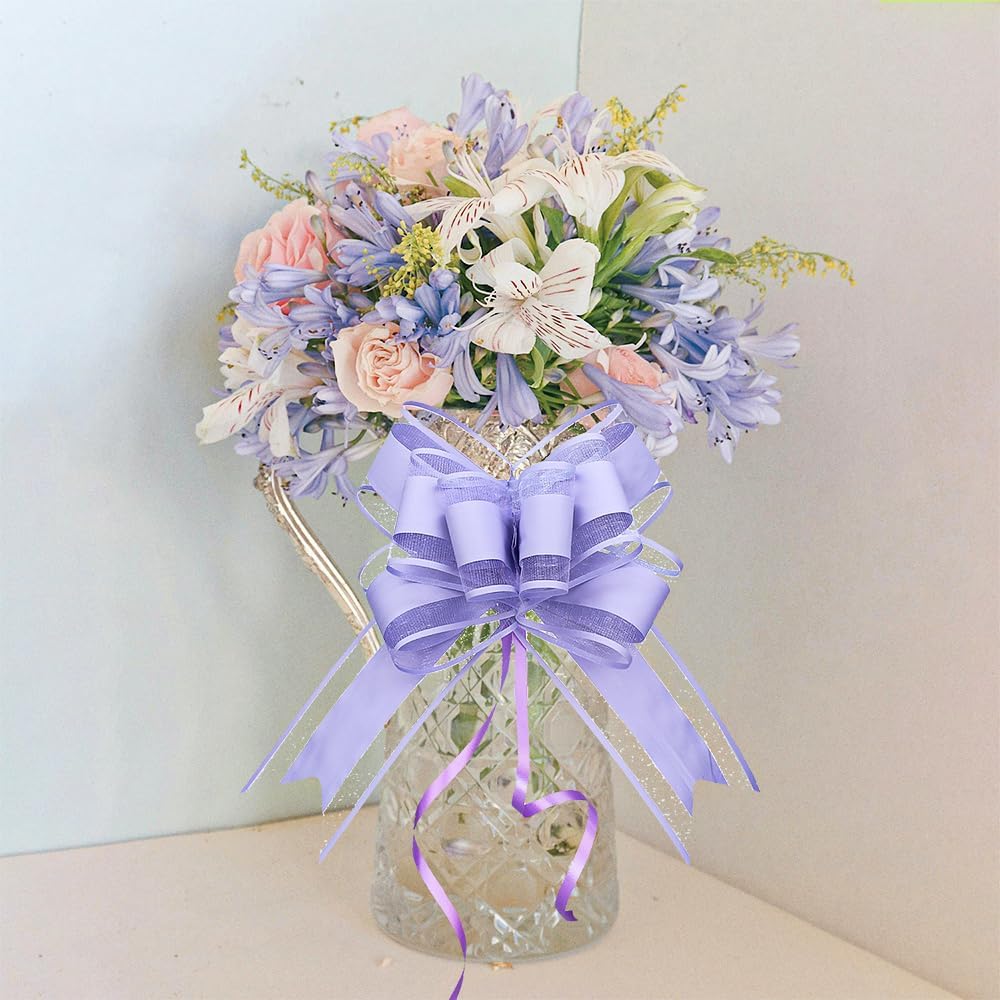 WEWILUCK Bows for Gift Wrapping, Light Purple Gift Bows for Presents, Gift Baskets, Big Fancy Bow
