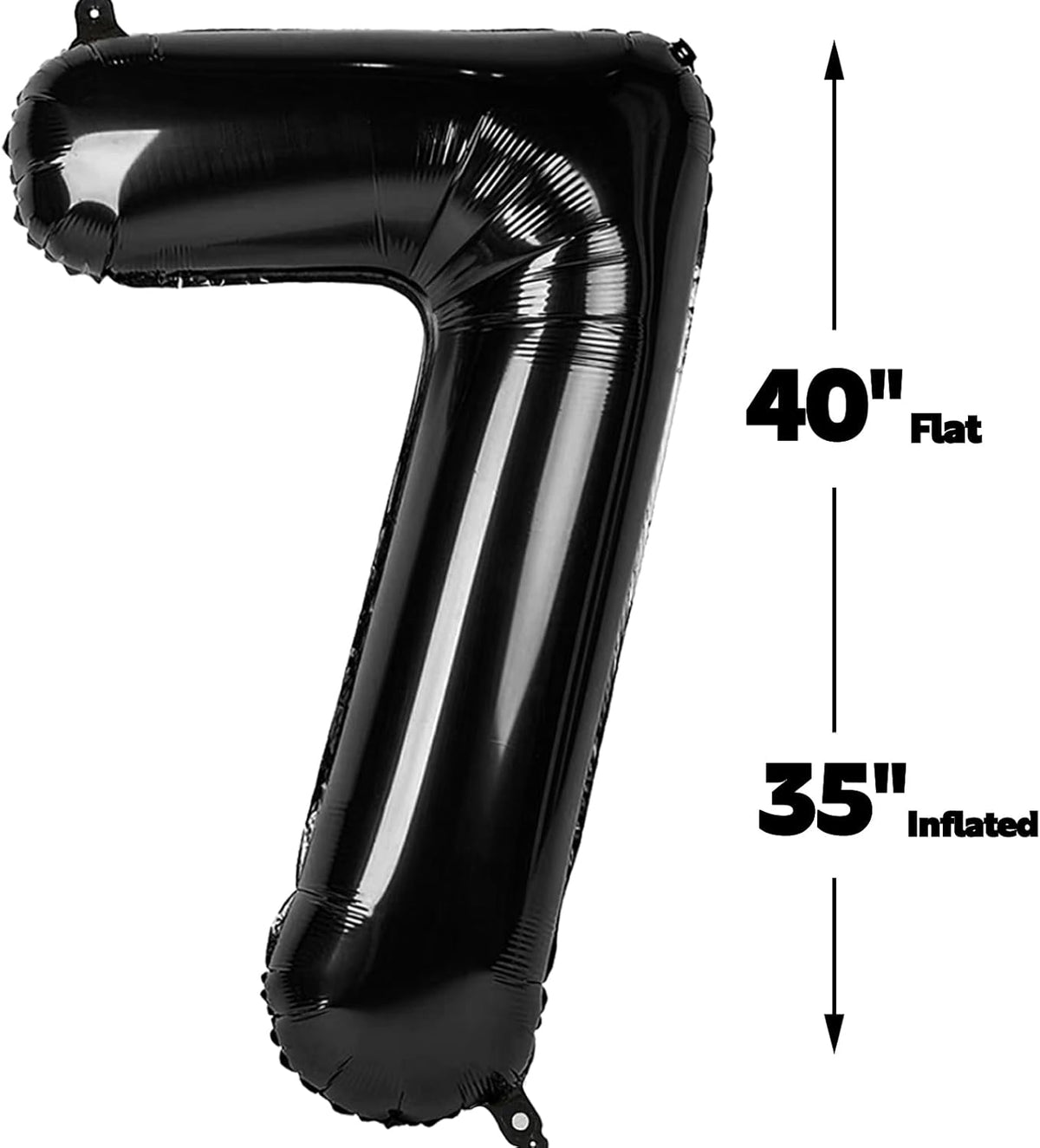 Black Number 7 Birthday Balloon 40 Inch, 7 17 27 70 77 Party Celebration Decorations Supplies