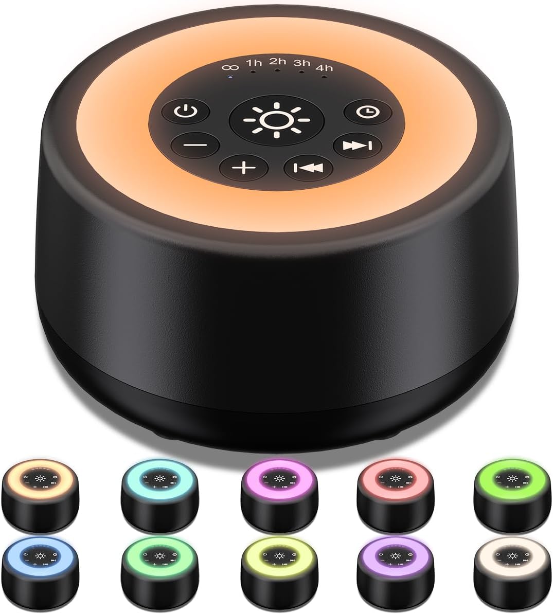Sleepbox Sound White Noise Machine with 25 Soothing Sounds and 10 Colors Warm Night Light 4
