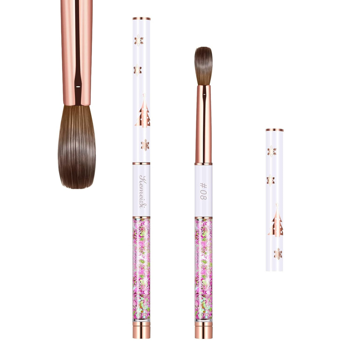 Acrylic Nail Brush Size 8,KEMEISI 100% Pure Kolinsky Nail Art Brushes Sturdy Handle Oval Shaped