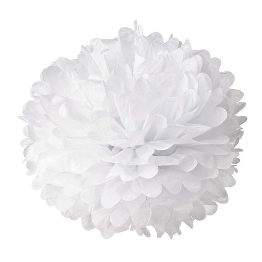 10pcs White Tissue Hanging Paper Pom-poms, Hmxpls Flower Ball Wedding Party Outdoor Decoration