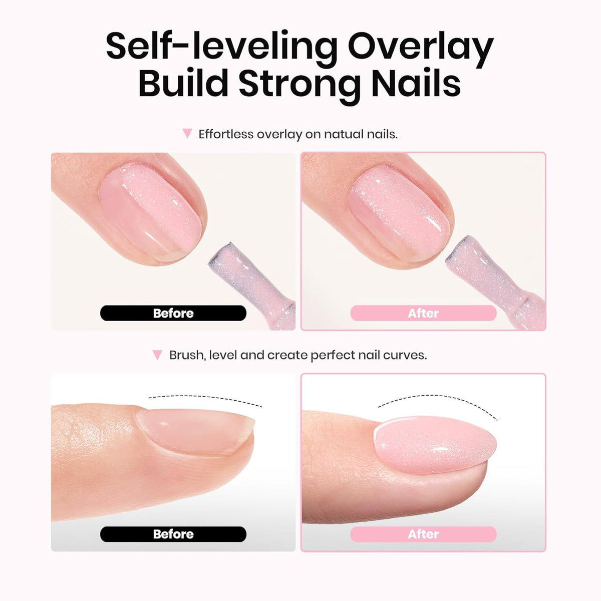 Beetles Rubber Base Color Gel Nail Polish Set 6 Colors Glitter Nude Pink Color Base 5 in 1 White