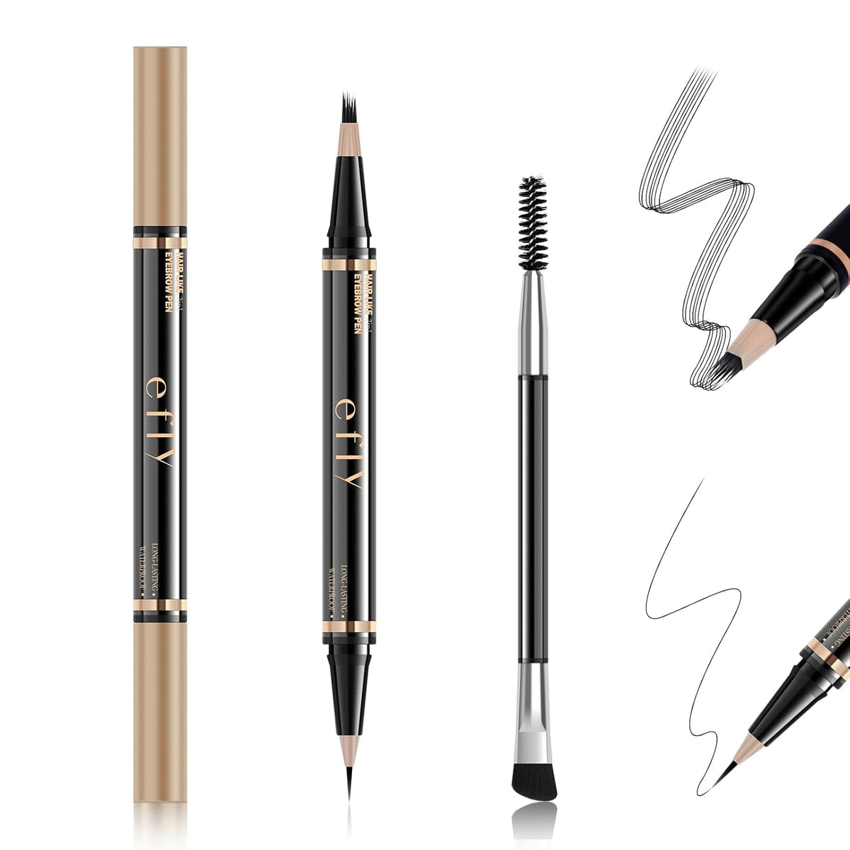 Eyebrow Pencils for Women, Microblading Eyebrow Pen Magical 2-in-1 Dual-Ended Brow Pen with 3D &