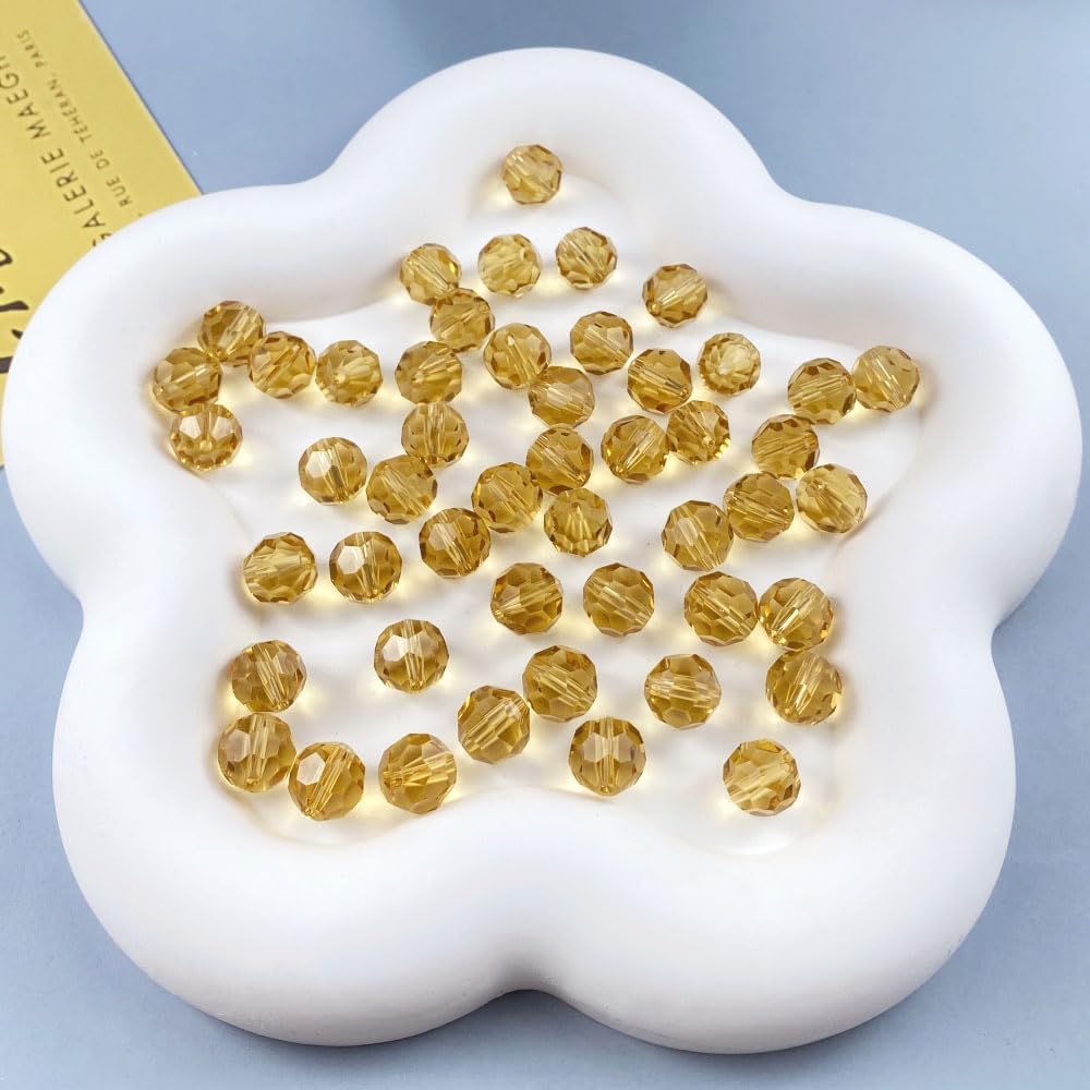 100 PCS 8mm Crystal Glass Beads Round Multiple Faceted Loose Spacer Glass Beads for DIY Handcrafte