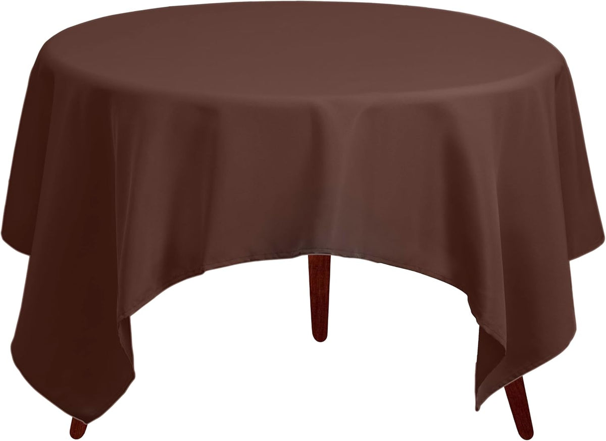 Gee Di Moda Square Tablecloth - 52 x 52 Inch Chocolate Table Cloth for Small Square or Round Tables