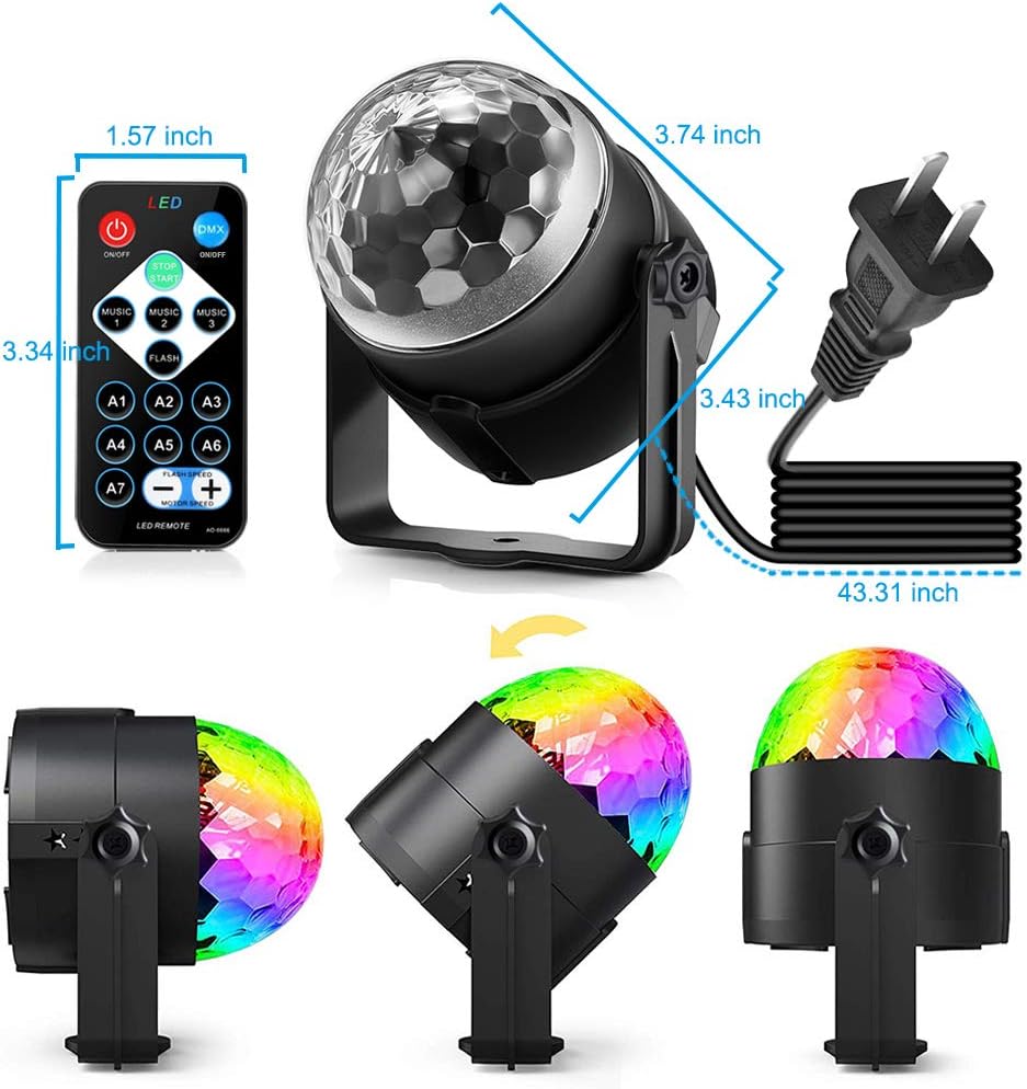 Party Disco Ball Dj Dance Lights Disco Strobe Rave Sound Activated Projector Effect Stage Light
