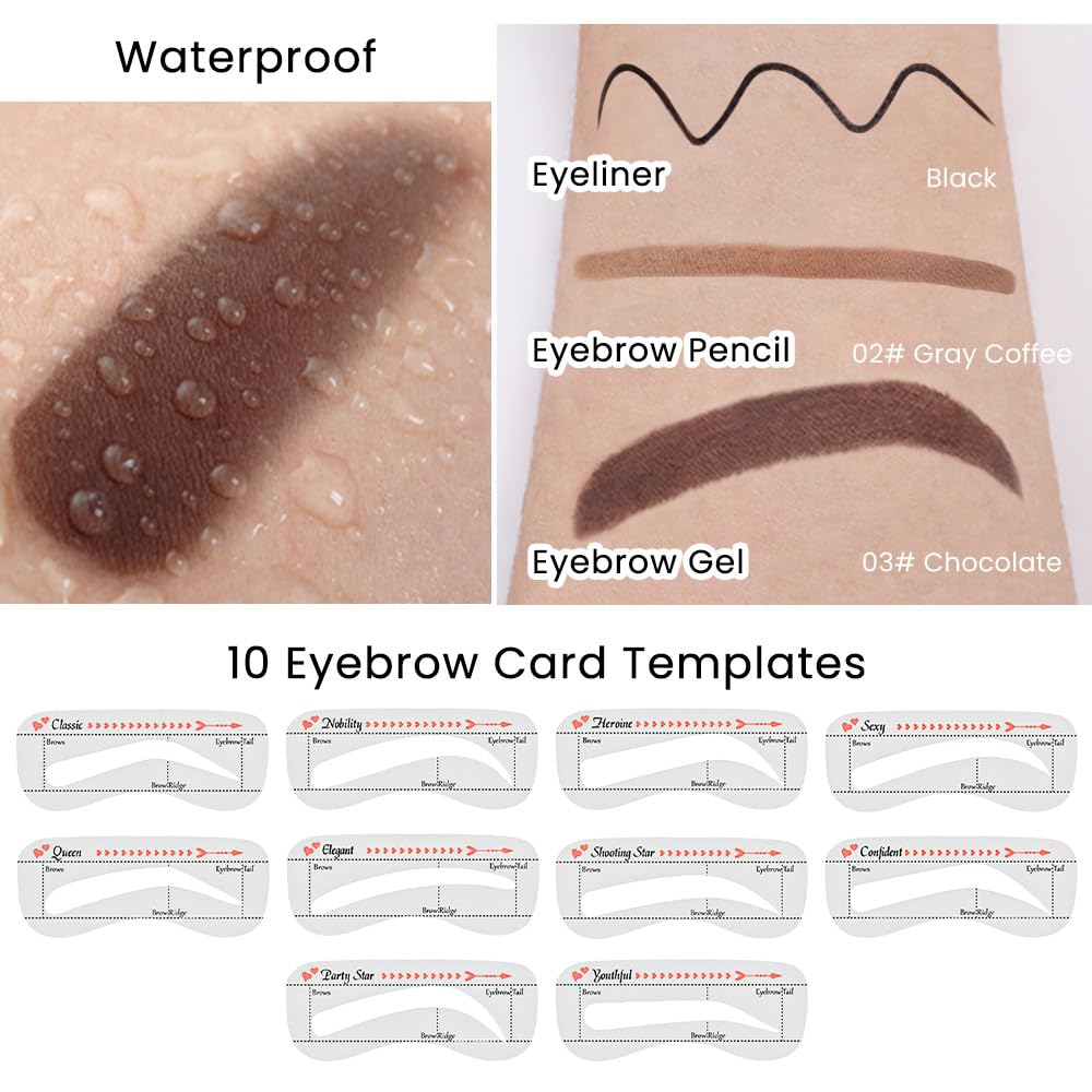 evpct Eyebrow Stencils Kit for Women Shaping, Eyebrow Shaper Makeup Kit, Eye Brow Stencil Shaper