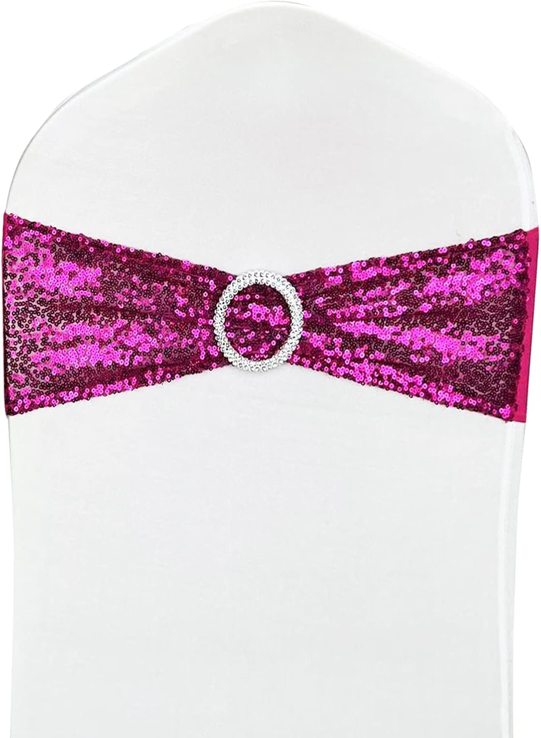 25 Pcs Sequin Chair Sashes Stretch Chair Bands Spandex Polyester Bows for Party Hotel Wedding