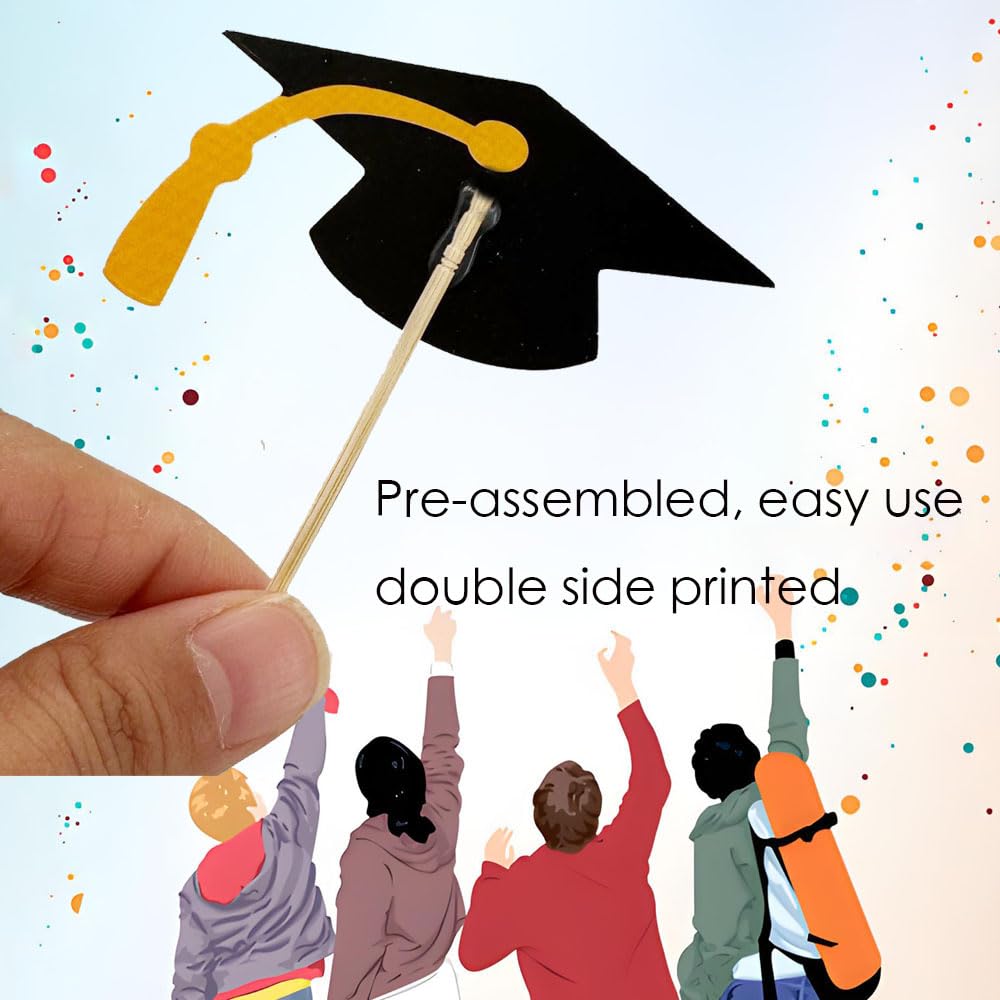 YuBoBo 2026 Graduation Cupcake Toppers, 48 PCS Food/Appetizer Picks For Graduation Party Mini Cake