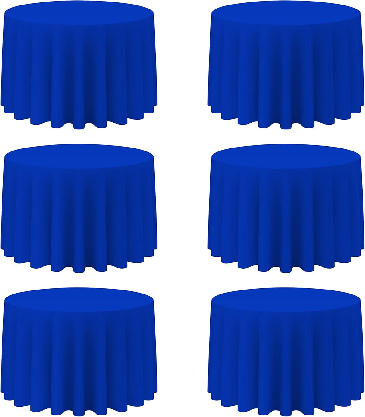 BRILLMAX 6 Pack Royal Blue Round Tablecloths 108 Inch - Circle Bulk Linen Polyester Fabric Washable
