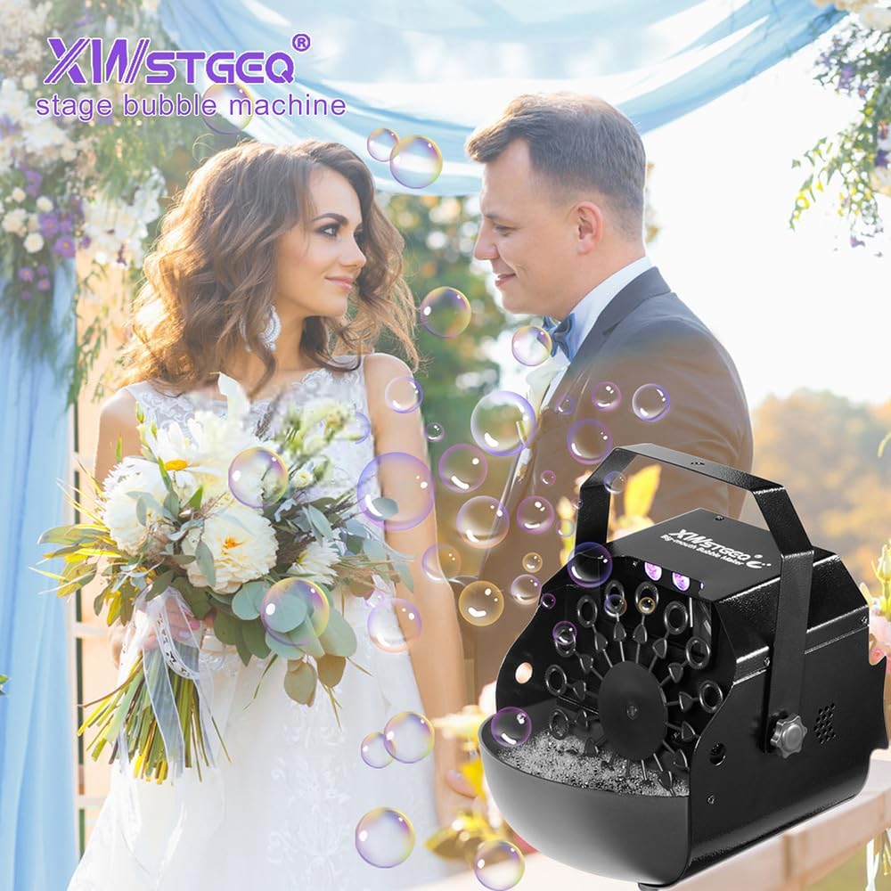 Stage Bubble Machine with Lights, Wireless Remote - Perfect for Weddings, Commercial Performances