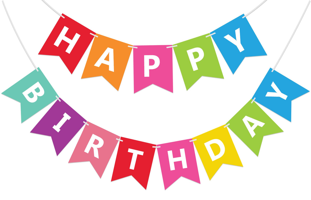 Fecedy Colorful Happy Birthday Banner Bunting Pre-Strung No DIY for Birthday Party Decorations