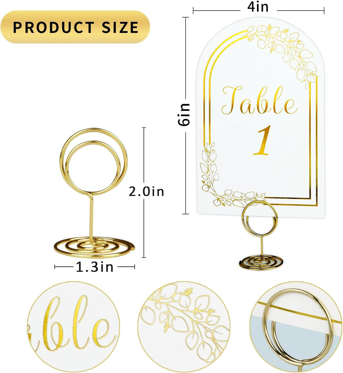 Wedding Table Numbers 1-30, 30 White Gold TableNumber Cards with 30 Gold Number Holders, 1 Set of