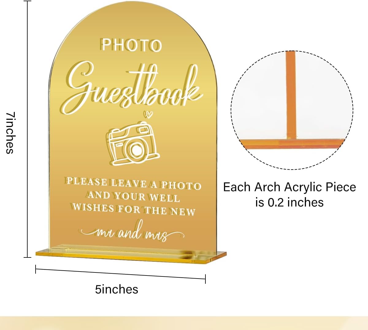 Acrylic Wedding Sign, Bridal Shower Decorations, Photo Guestbook Sign for Ceremony, Modern Font