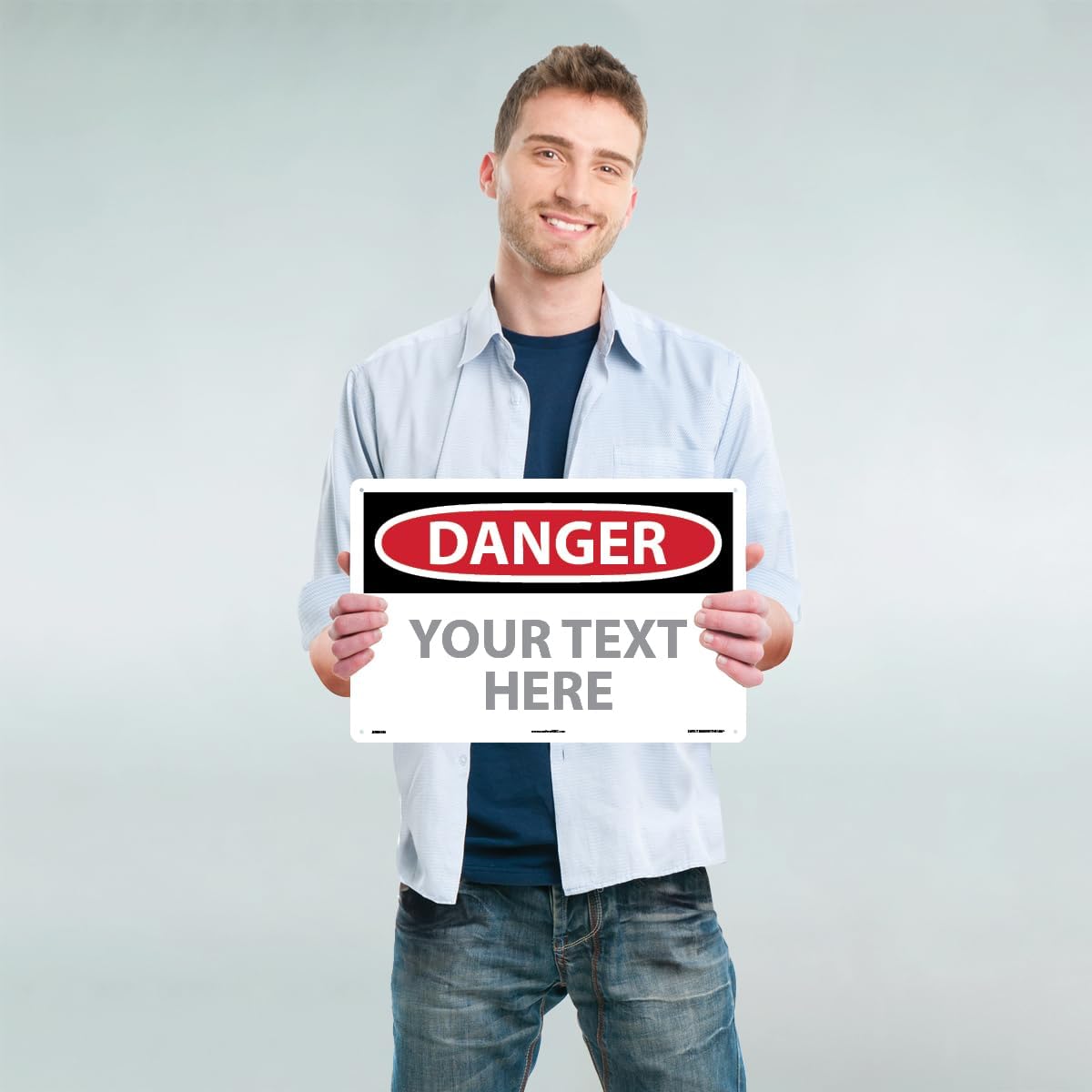 Custom OSHA Style Danger Sign 12" x 18" Aluminum Sign, Customizable "Your Text Here", by