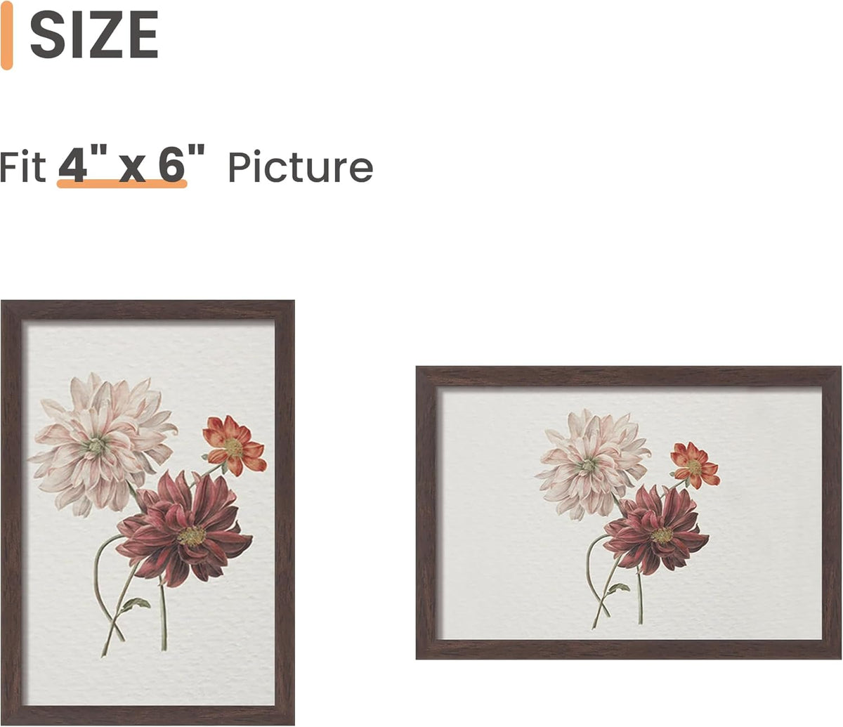 upsimples 4x6 Picture Frame Set of 3, Made of High Definition Glass for 4 x 6, Wall and Tabletop