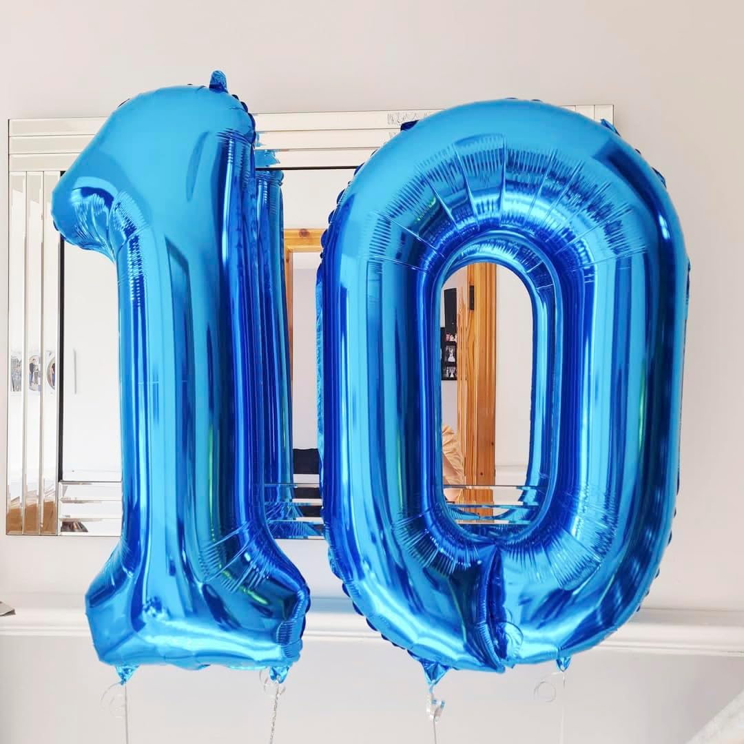 Blue 0 Balloon Number,40 Inch Number 0 Balloon Big Blue 0 Foil Mylar Helium Balloon for Birthday