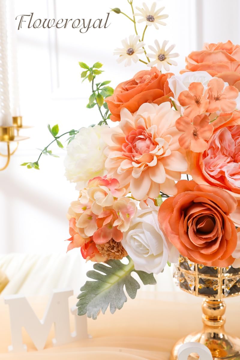 Floweroyal Artificial Flowers Combo Champagne Flowers Mix Silk Flowers Dahlia Roses with Stems for