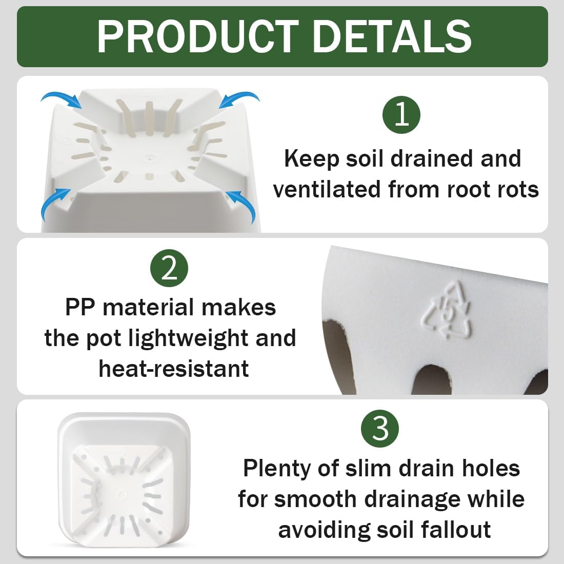BTPLASTIK 80 Pcs Nursery Pots 4 Inch, Plastic Seed Starting Pot with Drainage Holes, Small Sturdy