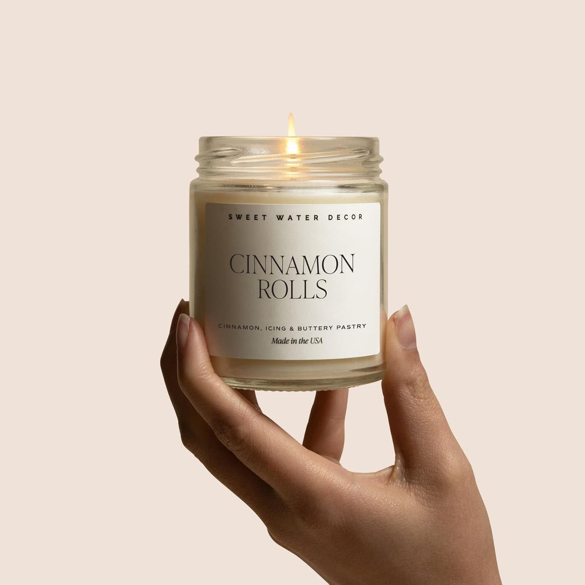 Sweet Water Decor Cinnamon Roll Candle - Fall Scented with Cinnamon, Icing and Buttery Pastry for