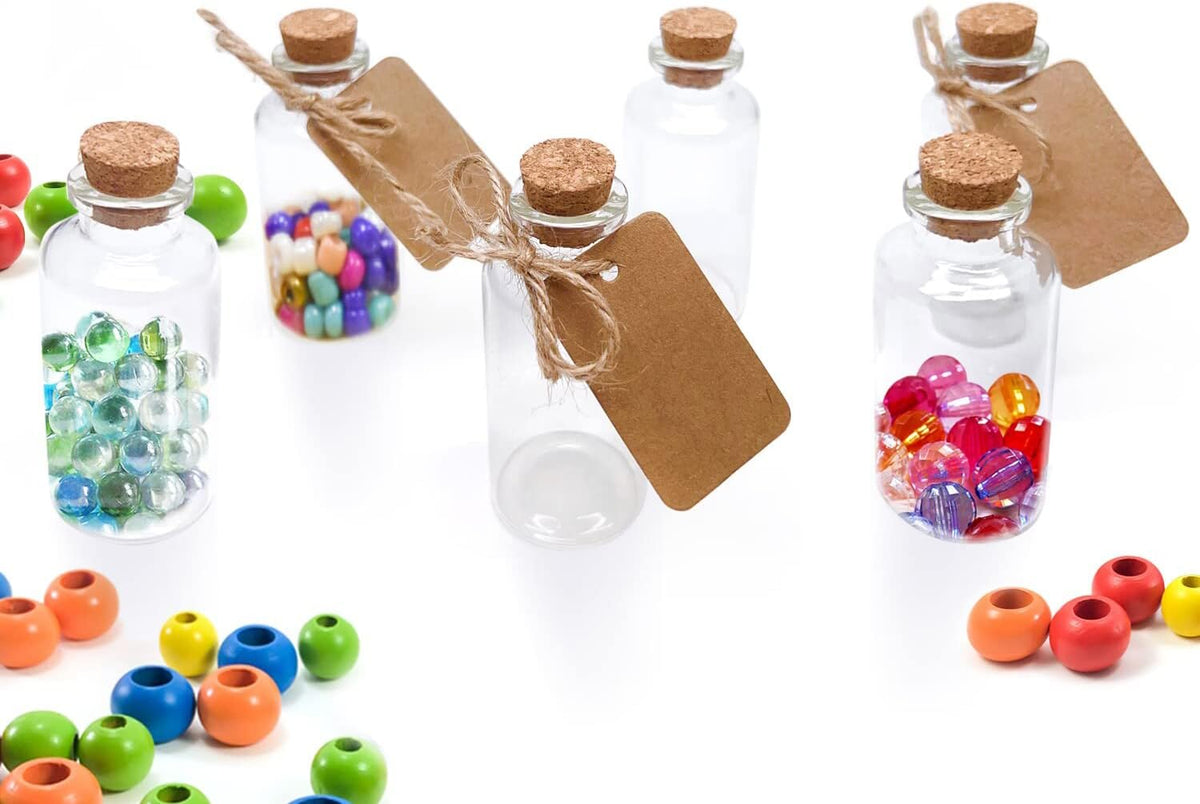 80 Pack 20 ML Glass Bottles with Cork Stoppers Mini Small Glass Bottles, for Wedding Favors, Crafts