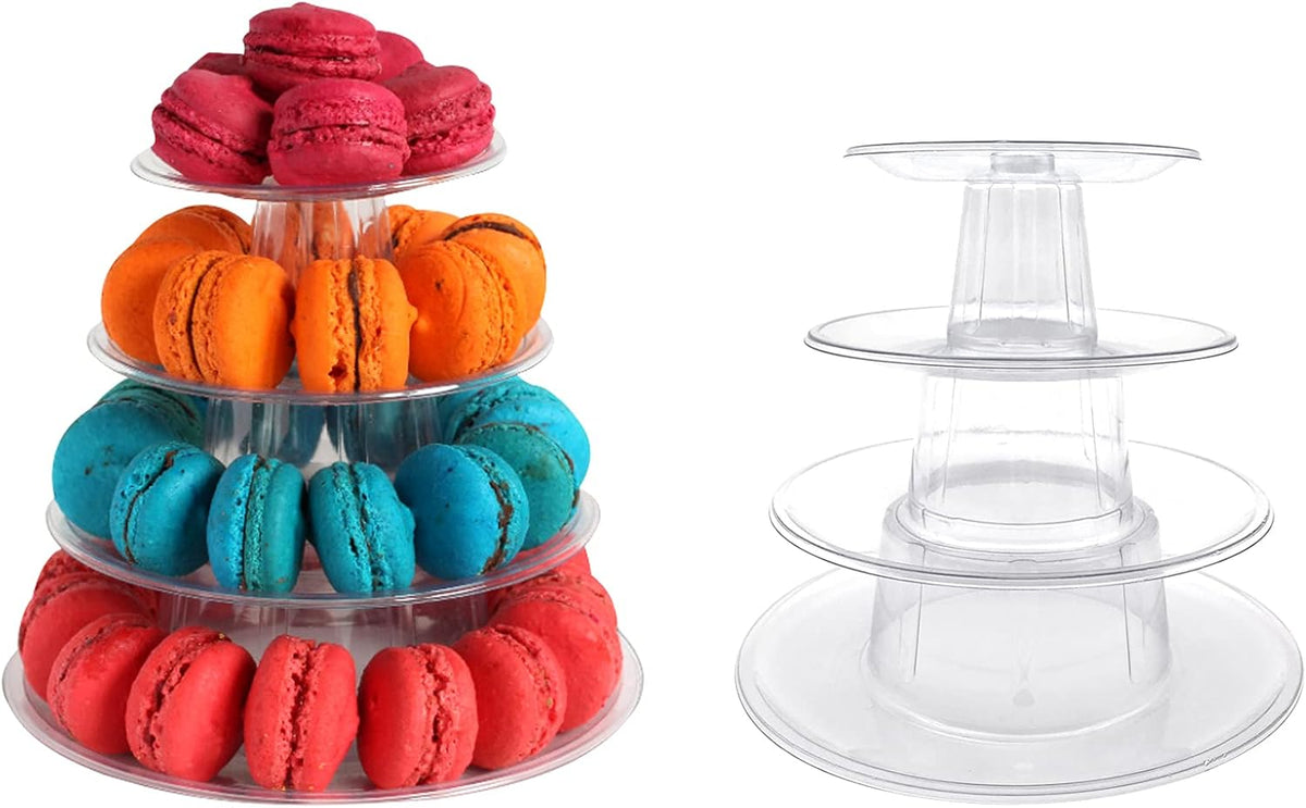 2 Set 4 Tier Macaron Display Stand Round Macaron Tower Cake Stand Dessert Cupcake Stand Cookie Tray