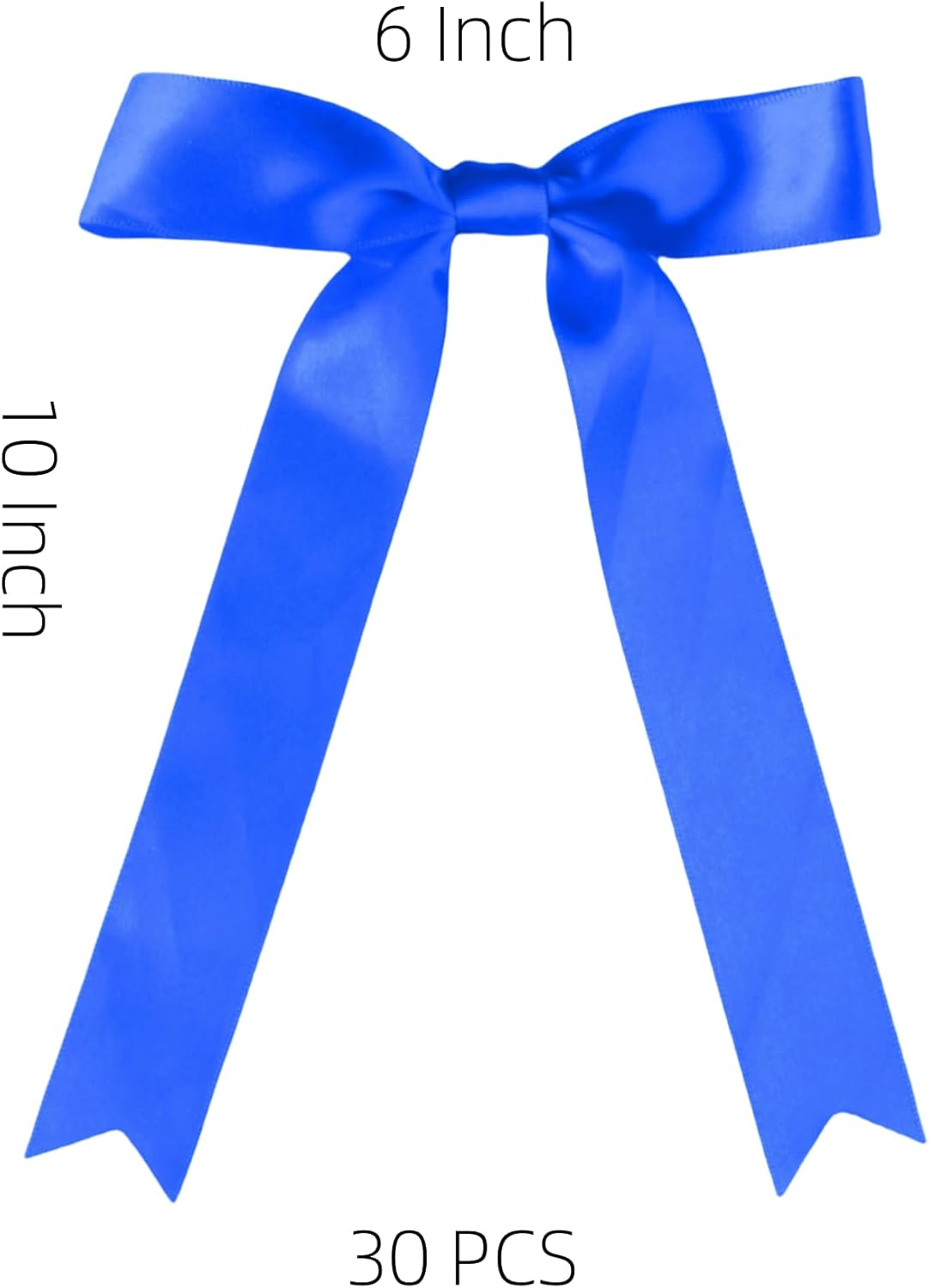30 Pcs Royal Blue Satin Bows 6X10 Inch Premade Bows with Twist Tie for Wedding Florist Decor, Cake