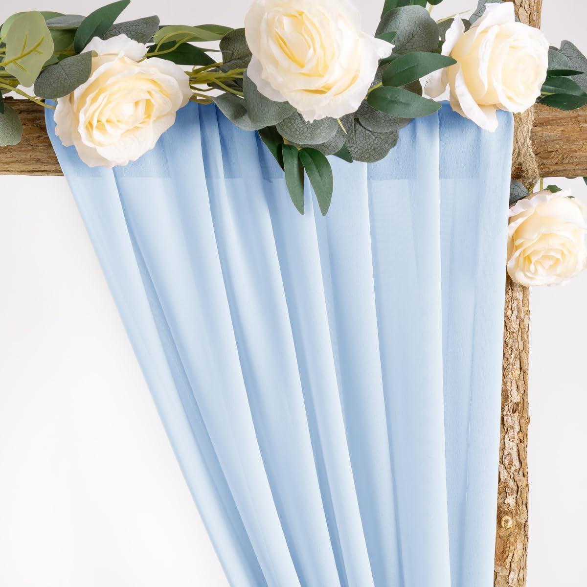 Socomi Wedding Arch Draping Fabric 1 Panel 29" x 19Ft Baby Blue Sheer Chiffon Curtain Drapes 6