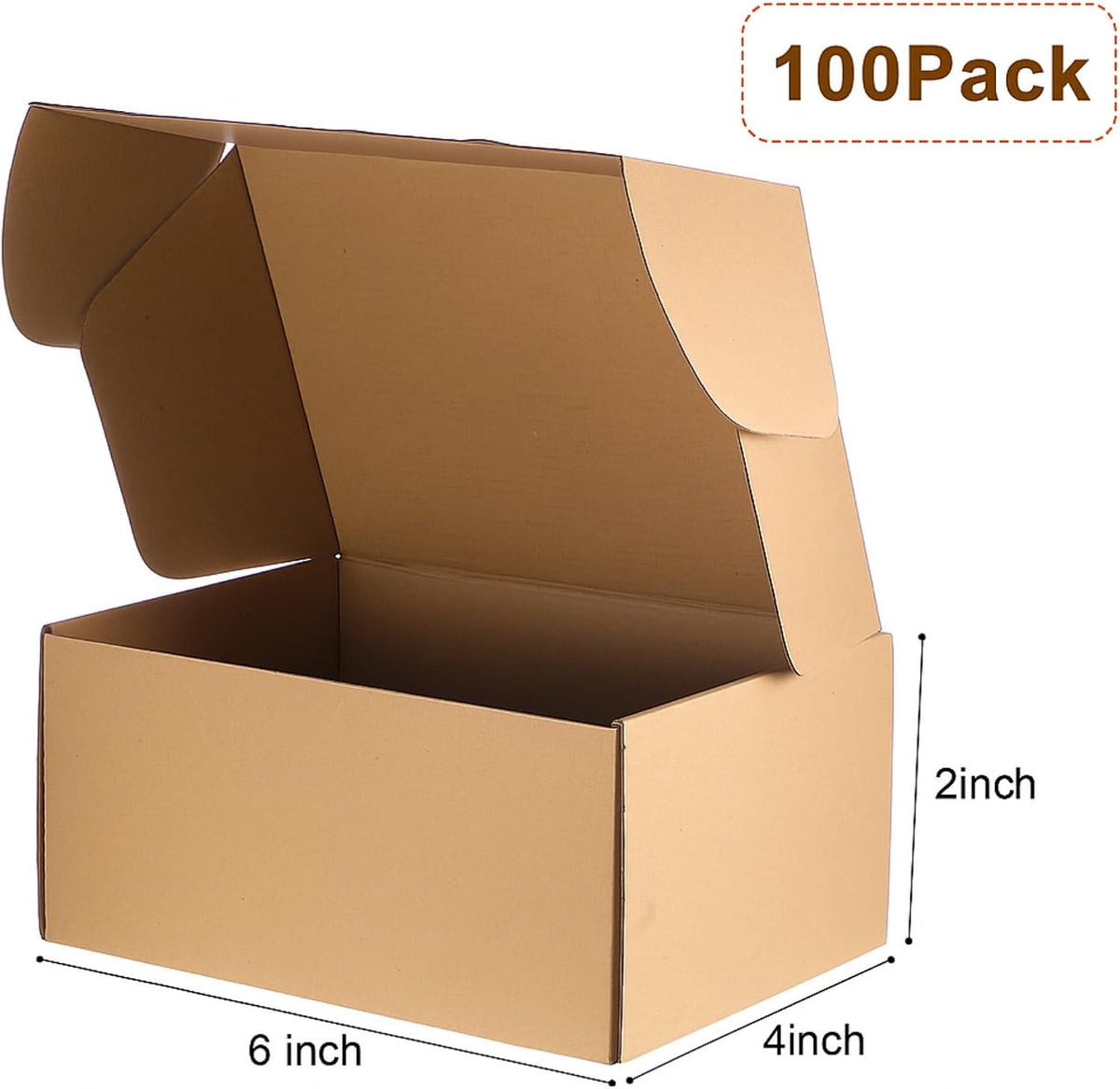 Qilery 100 Pcs Shipping Boxes Cardboard Gift Corrugated Cardboard Brown Boxes Mailer Packaging for