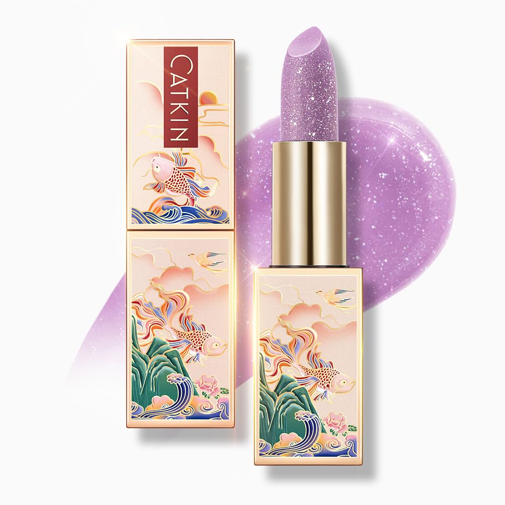 CATKIN Tinted Lip Balm Glitter Lip Stain Ultra Hydrating Lip Moistrurizer Shimmer Glow with Vitamin