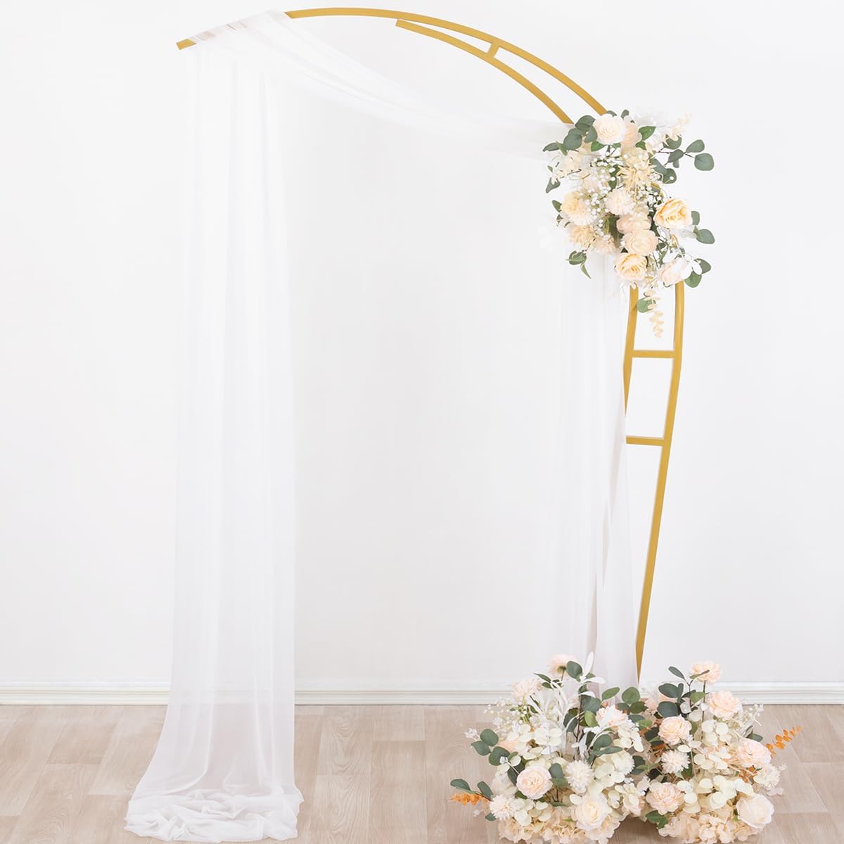 Socomi White Sheer Wedding Arch Draping Fabric 29" x 20Ft 1 Panel Outdoor Curtain Drapes Extra Long