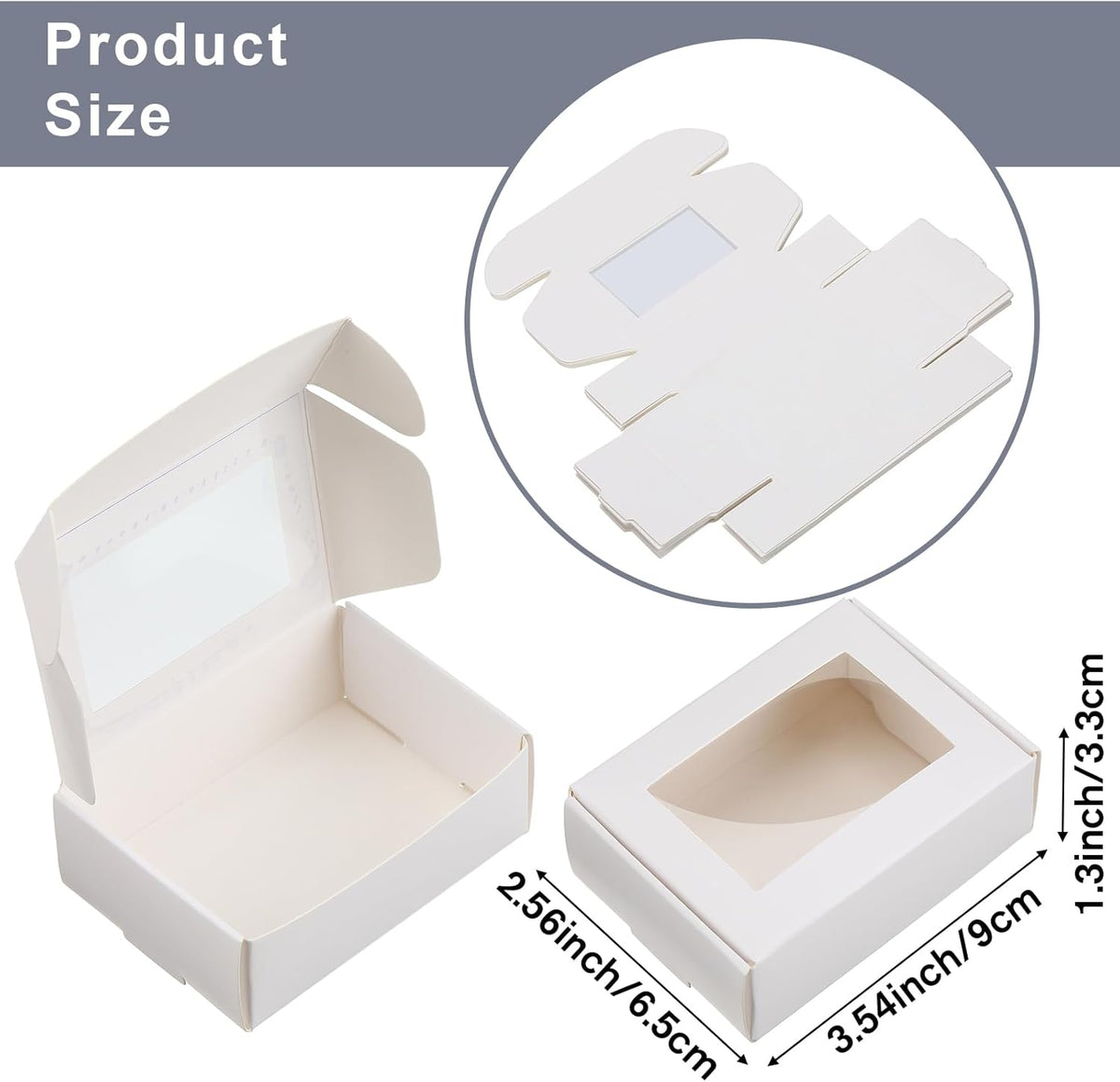 Zonon 30 Pcs Soap Boxes for Homemade Packaging, Mini Kraft Treat Boxes with Window for Bakery Candy