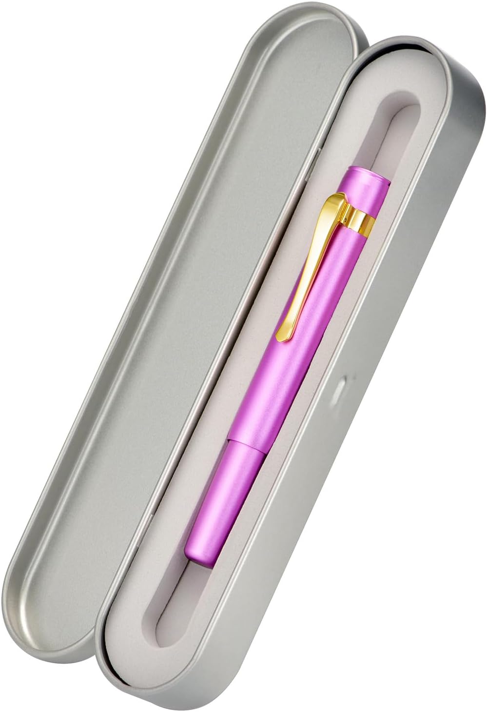 Hongdian M2 Mini Fountain Pen with Extra Fine Soft Golden Nib, Sleek Shape Aluminium Short Pocket