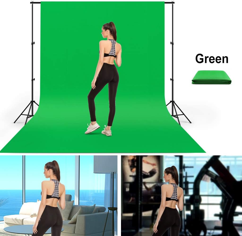 10X20ft Large Green Screen Backdrop for Photography, LCUIRC Two Rod Pocket Chromakey Collapsible