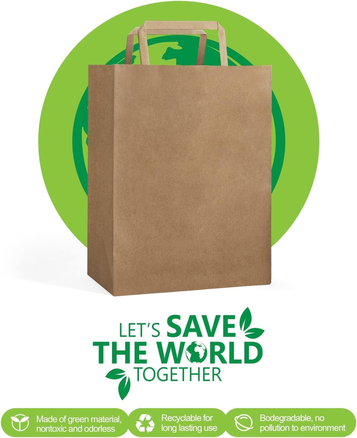 GSSUSA Brown Paper Bags with Handles 200 Pack Brown Gift Bags10 X5 X13 Kraft Paper Bags, for