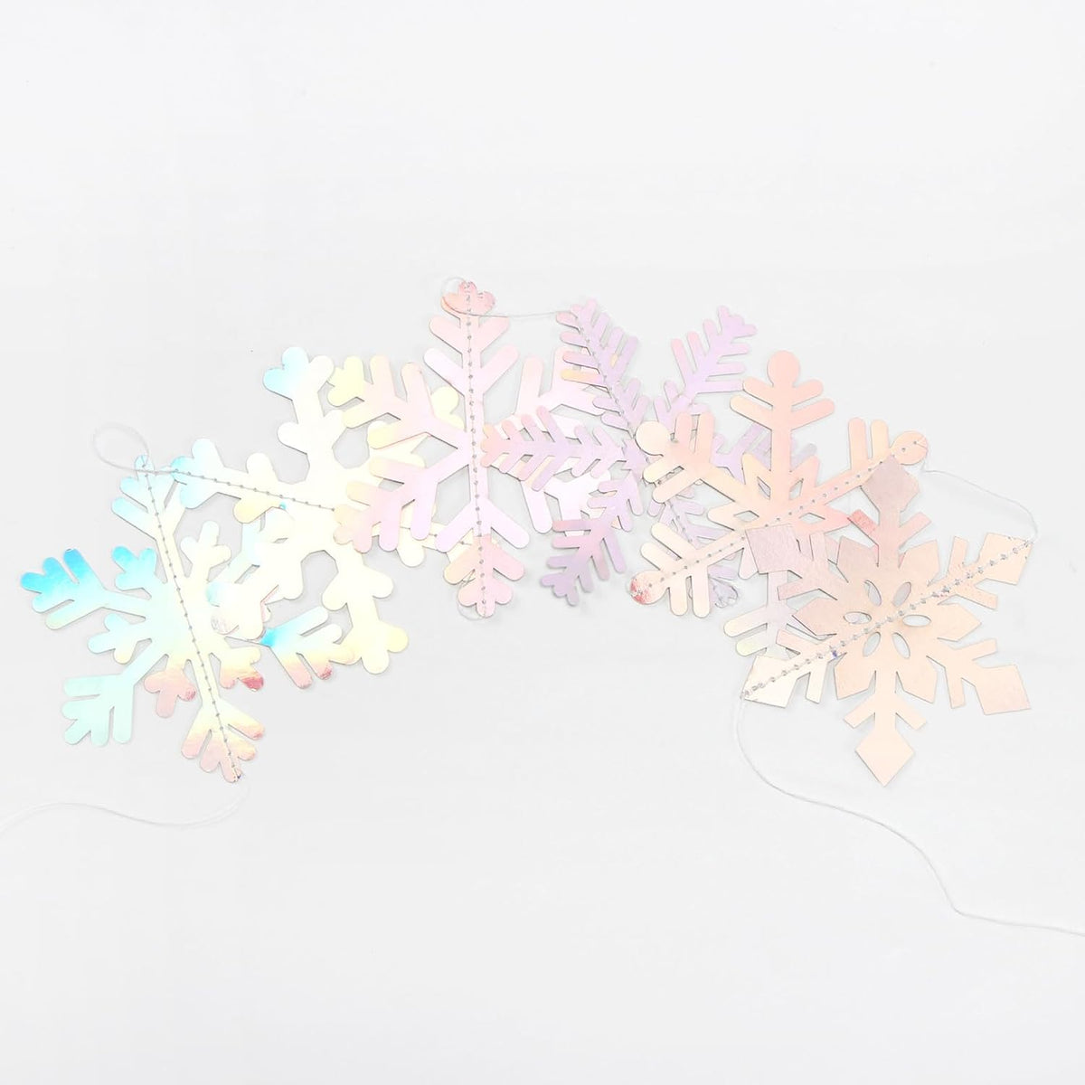 Iridescent-Holographic Snowflake-Snow Christmas Party-Decorations Garland - 6pcs Winter Girl Frozen