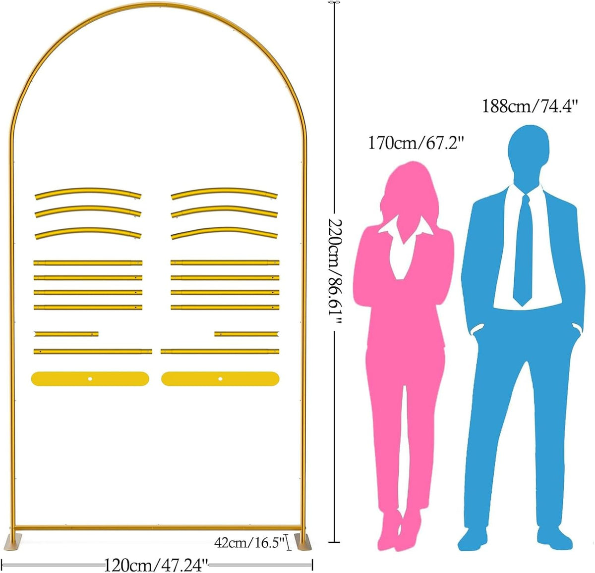 7.2 FT Arch Backdrop Stand for Parties, Balloon Arch Stand, Wedding Arch Backdrop Stand, Ideal for